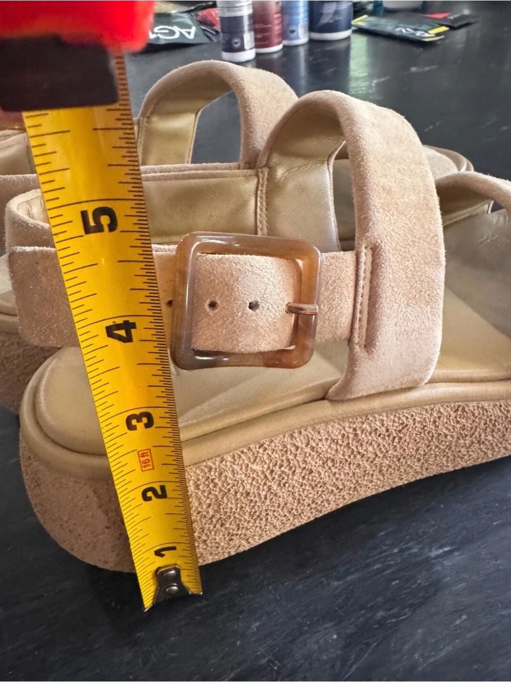 Vince Laguna platform suede beige tan nude sandals 8.5 - Picture 4 of 12